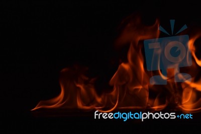 Beautiful Fire Flames On Black Background Stock Photo