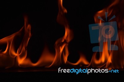 Beautiful Fire Flames On Black Background Stock Photo