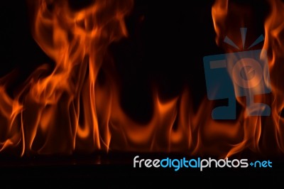 Beautiful Fire Flames On Black Background Stock Photo