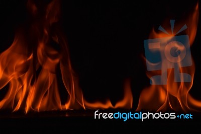 Beautiful Fire Flames On Black Background Stock Photo