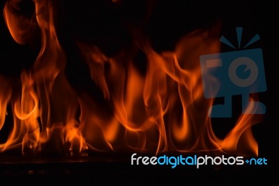 Beautiful Fire Flames On Black Background Stock Photo