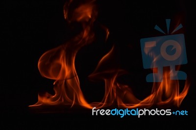 Beautiful Fire Flames On Black Background Stock Photo