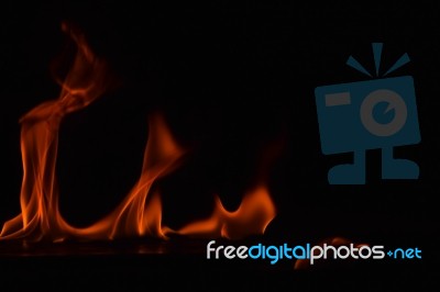 Beautiful Fire Flames On Black Background Stock Photo