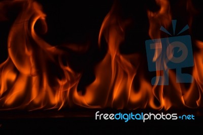 Beautiful Fire Flames On Black Background Stock Photo