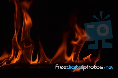 Beautiful Fire Flames On Black Background Stock Photo