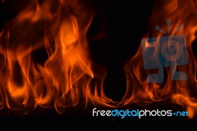 Beautiful Fire Flames On Black Background Stock Photo