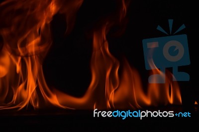 Beautiful Fire Flames On Black Background Stock Photo