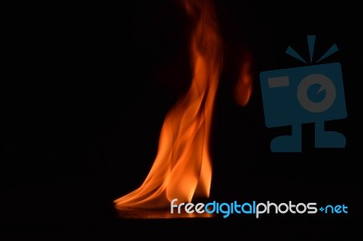 Beautiful Fire Flames On Black Background Stock Photo