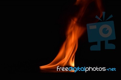 Beautiful Fire Flames On Black Background Stock Photo