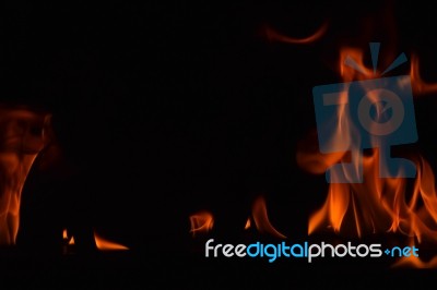 Beautiful Fire Flames On Black Background Stock Photo