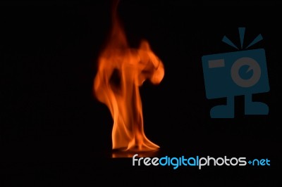 Beautiful Fire Flames On Black Background Stock Photo