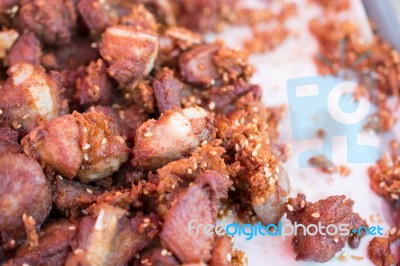 Beautiful Fresh Hot Fried Pig Watering Aroma. Food Morning A Sid… Stock Photo