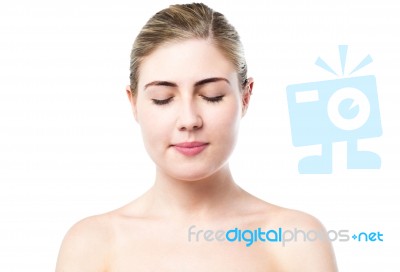 Beautiful Girl Face With Clean Skin Stock Photo