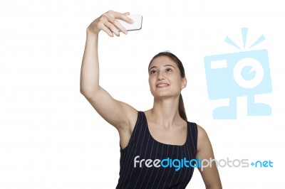 Beautiful Girl Taking Selfie Stock Photo