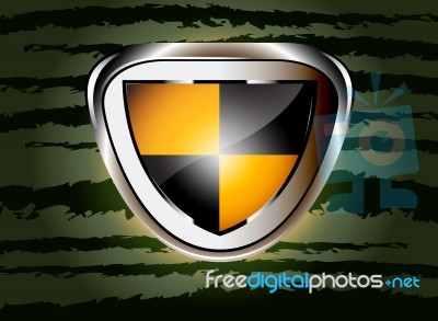 Beautiful Glossy Black With Yellow Shield Stock Image