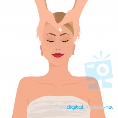 Beautiful Hand Drawn Illustration Spa Salon. Spa Woman Waiting Spa Massage Her Face Stock Image