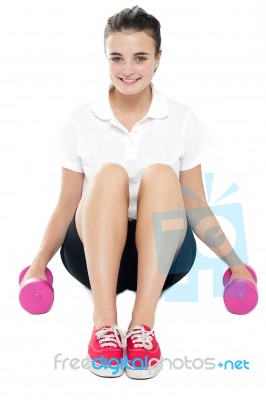 Beautiful Happy Fitness Model Stock Photo