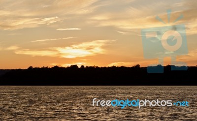 Beautiful Image Of An Amazing Sunset On A Lake Stock Photo