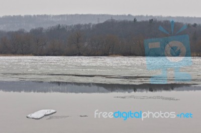 Beautiful Image With A Lake And Forest In The Winter Time Stock Photo