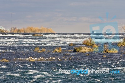 Beautiful Image With Amazing Powerful Niagara River Stock Photo