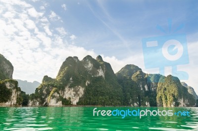 Beautiful Island And Green Lake ( Guilin Of Thailand ) Stock Photo