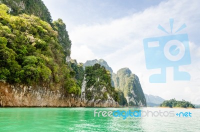 Beautiful Island And Green Lake ( Guilin Of Thailand ) Stock Photo