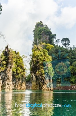 Beautiful Island And Green Lake ( Guilin Of Thailand ) Stock Photo