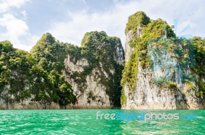 Beautiful Island And Green Lake ( Guilin Of Thailand ) Stock Photo