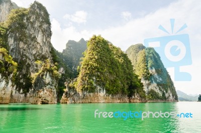 Beautiful Island And Green Lake ( Guilin Of Thailand ) Stock Photo