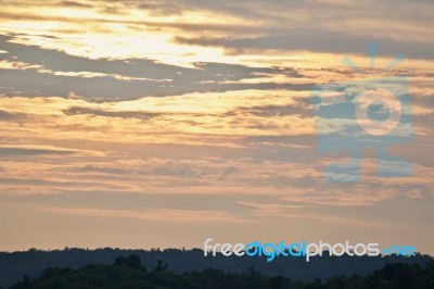 Beautiful Isolated Image Of A Sunset And The Forest Stock Photo