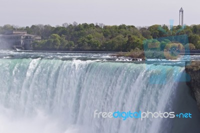 Beautiful Isolated Image With The Amazing Niagara Falls From Canadian Side Stock Photo