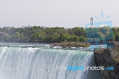 Beautiful Isolated Image With The Amazing Niagara Falls From Canadian Side Stock Photo