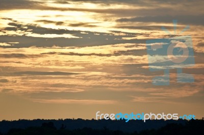 Beautiful Isolated Picture Of A Sunset And The Forest Stock Photo