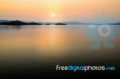 Beautiful Lake At Sunset Stock Photo