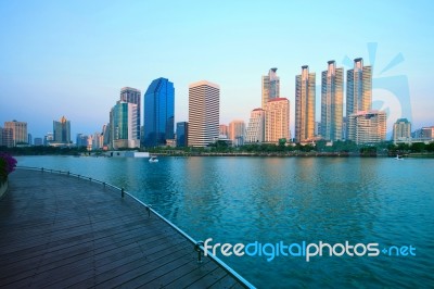 Beautiful Lanscape Of Benjakiti Public Park Important Landmark I… Stock Photo