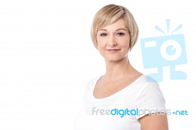 Beautiful Mid Woman Posing Over White Stock Photo