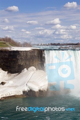 Beautiful Niagara Falls And The Snow Stock Photo