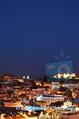 Beautiful Nightscene In Lisbon, Portugal Stock Photo