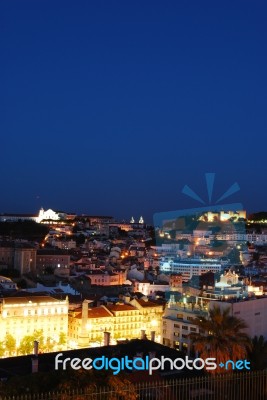 Beautiful Nightscene In Lisbon, Portugal Stock Photo