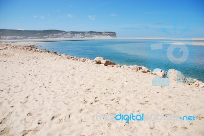 Beautiful Obidos Lagoon In Foz Do Arelho, Portugal Stock Photo