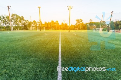 Beautiful Pattern Of Fresh Green Grass For Football Sport, Footb… Stock Photo