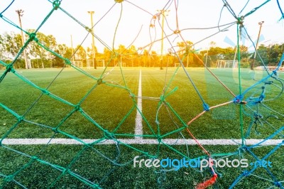 Beautiful Pattern Of Fresh Green Grass For Football Sport, Footb… Stock Photo