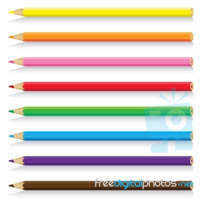 Beautiful Pencil Isolated On White Background.  Colorful Pencil On A White Background Stock Image