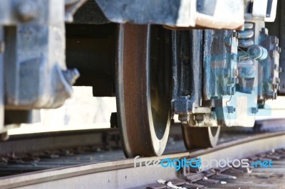 Beautiful Photo Of The Moving Train And The Railway Stock Photo