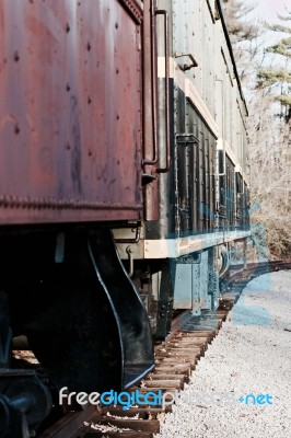 Beautiful Photo Of The Old Train And The Railroad Stock Photo