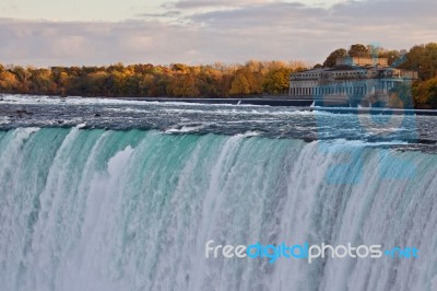 Beautiful Postcard Of Amazing Powerful Niagara Waterfall Stock Photo