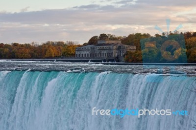 Beautiful Postcard Of Amazing Powerful Niagara Waterfall Stock Photo