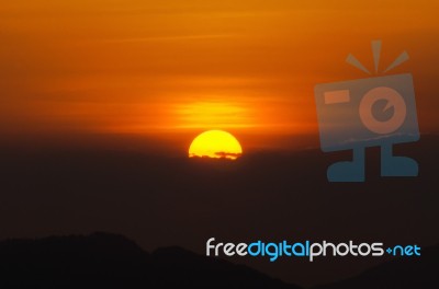 Beautiful Red Sun Stock Photo