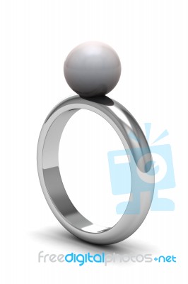 Beautiful Ring With Pearl Stock Image