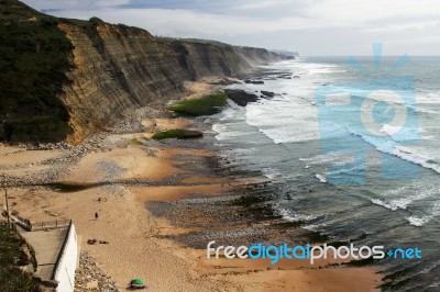 Beautiful Rocky Beach Of Magoito, Located In Sintra, Portugal Stock Photo